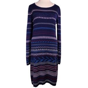 Krimson Klover Sweater Dress Women's M Merino Wool Blend Geometric Ski Lodge